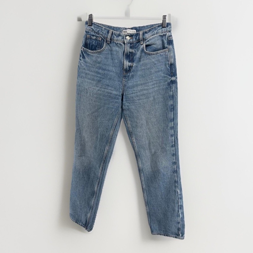 Zara Women Jeans Size 4 Blue Straight Leg High Rise Vintage Denim